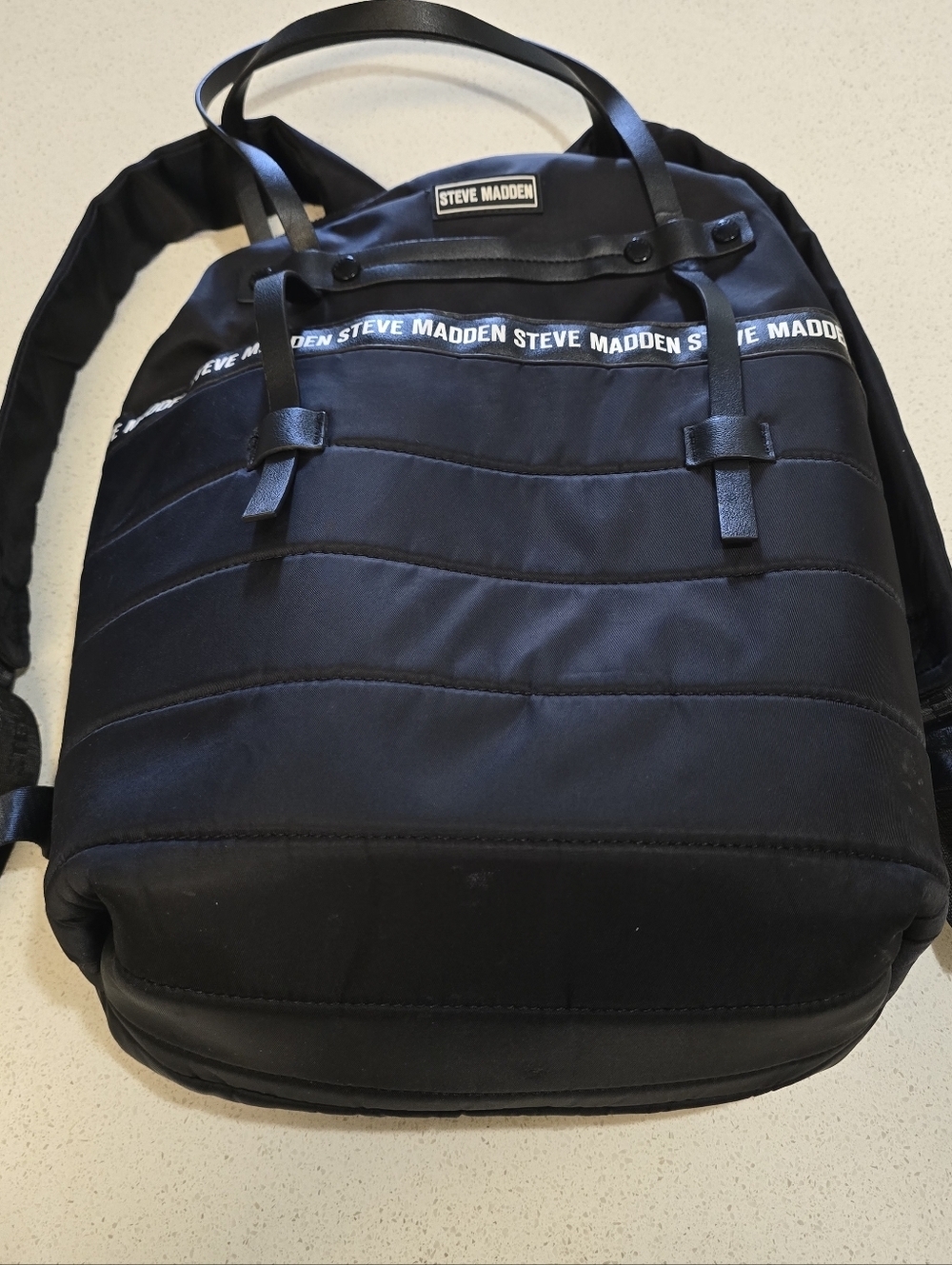 Steve Madden Black Quilted Puffer Backpack Travel School Bag
